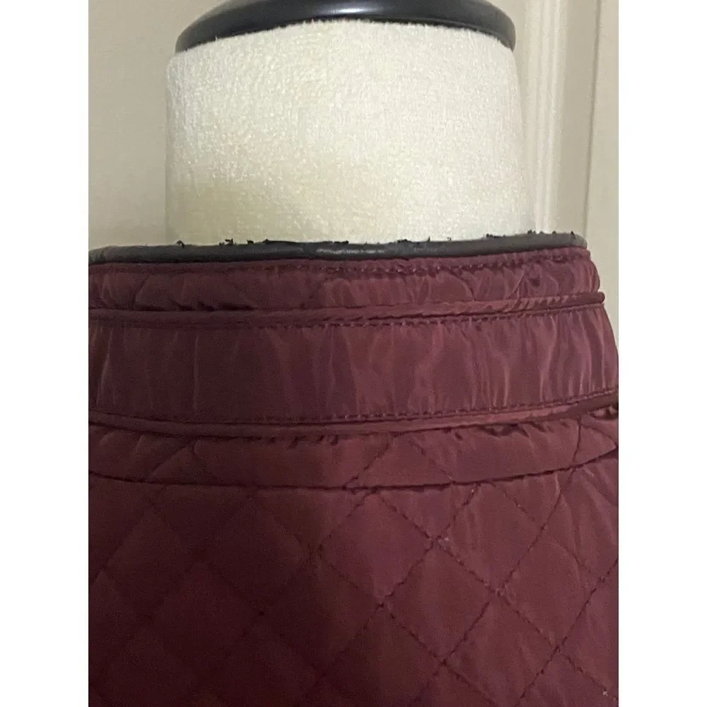 Cavalini Burgundy‎ Quilted Zip-Up Vest Women's Outerwear Sleeveless Jacket